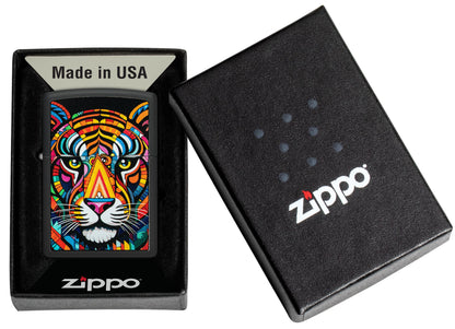 Zippo Colorful Tiger Design, Black Matte Lighter #46235