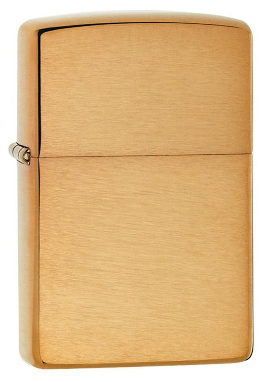 Zippo Lighter, Solid Brass, Brushed Finish, Classic #204B
