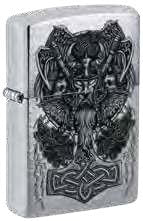 Zippo Thor Viking Mythology Design, Mjolnir, Brushed Chrome Finish Lighter #49777