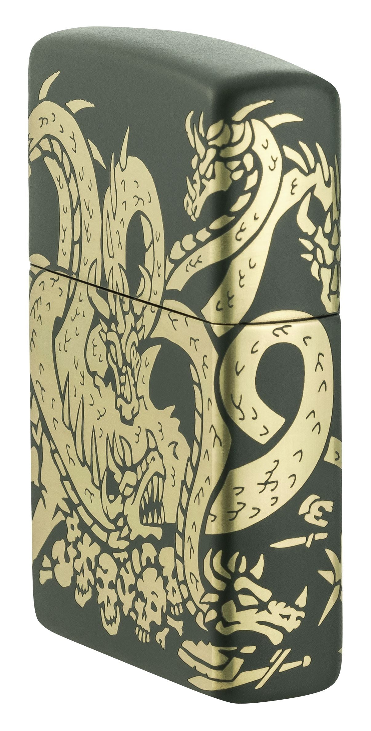 Zippo Hydra Dragon, Green Matte Laser 360 Lighter #48907