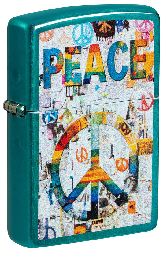 Zippo Peace, Candy Teal Lighter #47264
