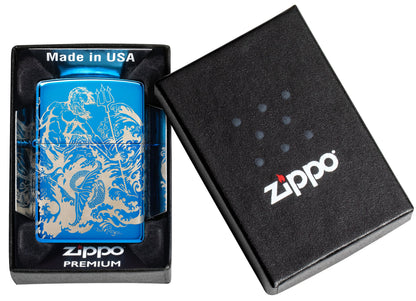 Zippo Brawling Titans, High Polish Blue Photo Image 360 Lighter #48787