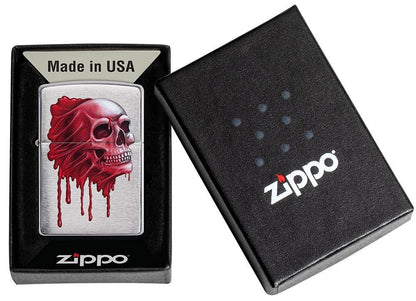 Zippo Skull Design, Brushed Chrome Finish Lighter #49603
