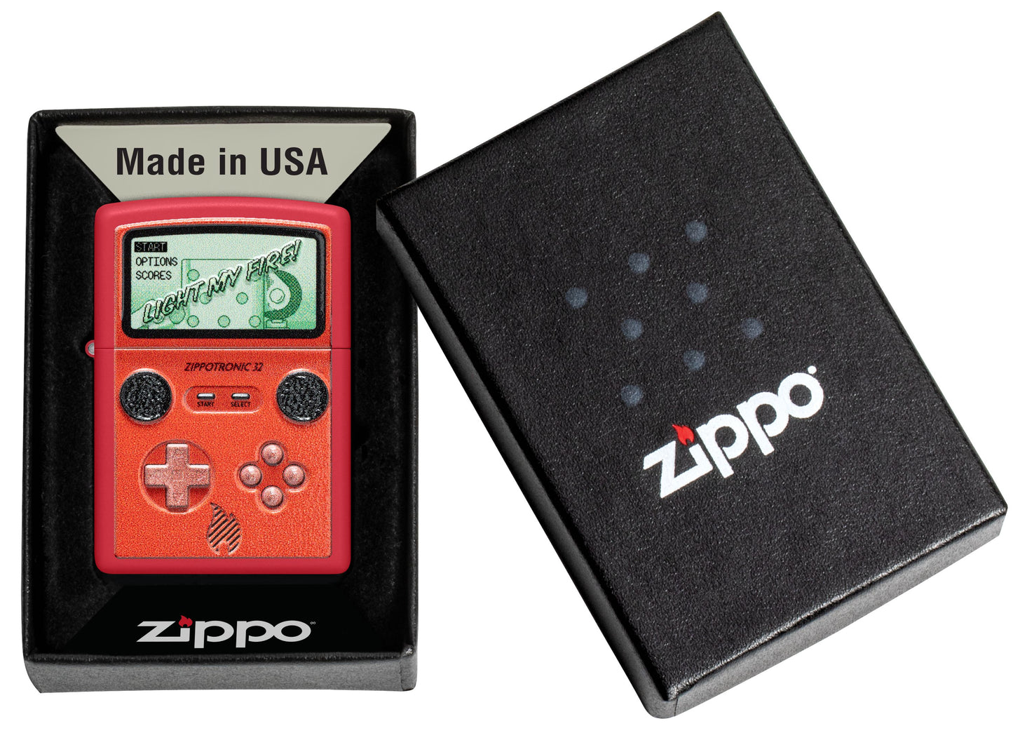 Zippo Retro Gameboy Design, Texture Print Red Matte Lighter #46700