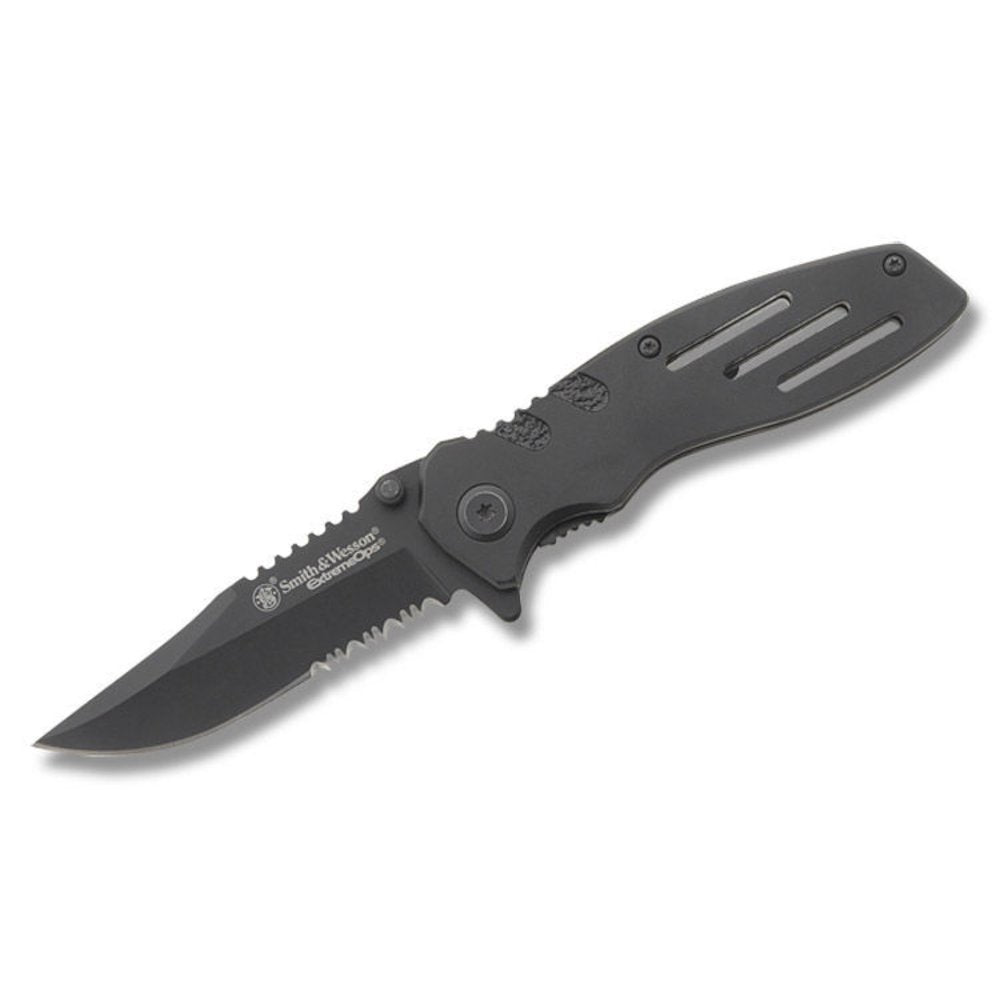 Smith & Wesson Extreme Ops, Black SS Clip Pot, 40% Serrated #SWA24S