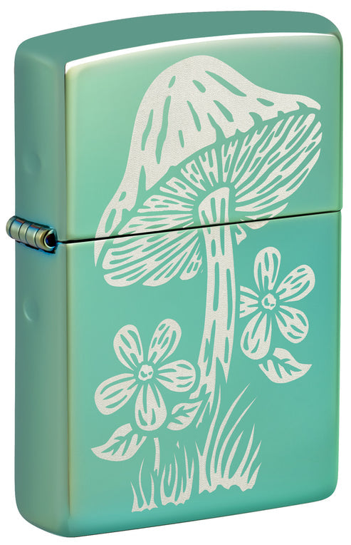 Zippo Mushroom Design, High Polish Green Lighter #46178