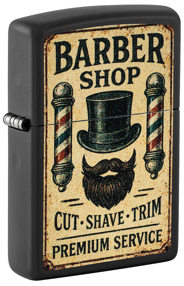 Zippo Barber Shop Design, Black Matte Lighter #47479