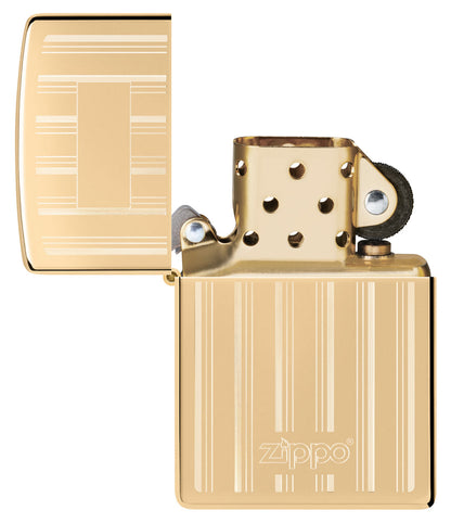 Zippo Classy Zippo Logo Design, High Polish Brass Lighter #46011