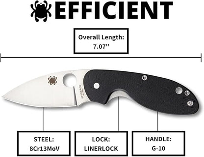 Spyderco Efficient G-10 Black Handle Folding Knife #C216GP