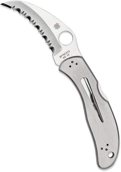 Spyderco Harpy Clipit Stainless Serrated Hawkbill Folding Knife #C08S