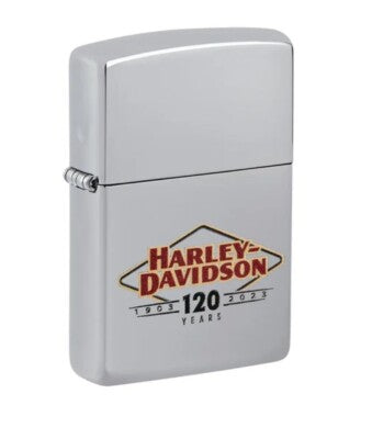 Zippo Harley-Davidson 120 Years Logo, High Polish Chrome Lighter #48696