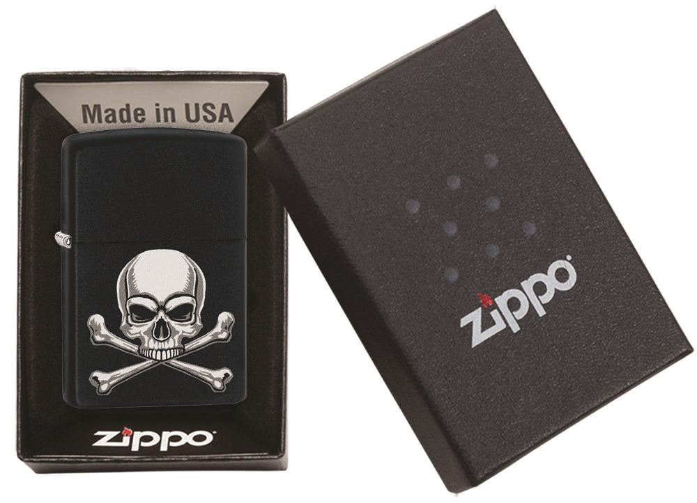 Zippo Skull Crossbones Design, Black Matte Lighter #29917