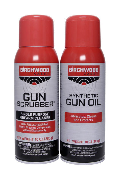 Birchwood Casey Gun Scrubber 10 oz & Synthetic Gun Oil, 10 oz Aerosol Value Pack #33302