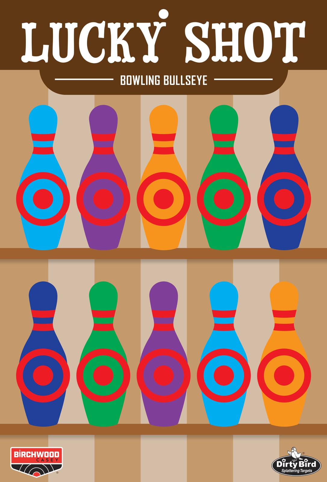 Birchwood Casey Dirty Bird 12" x 18" Lucky Shot Bowling Pins, 6 Sheets #35773