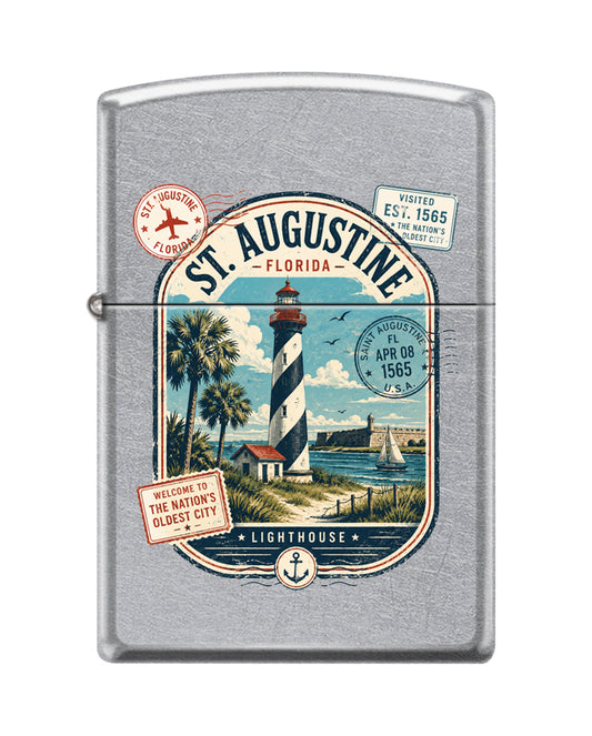 Zippo St. Augustine Lighthouse, Street Chrome Lighter #207F-CN436518