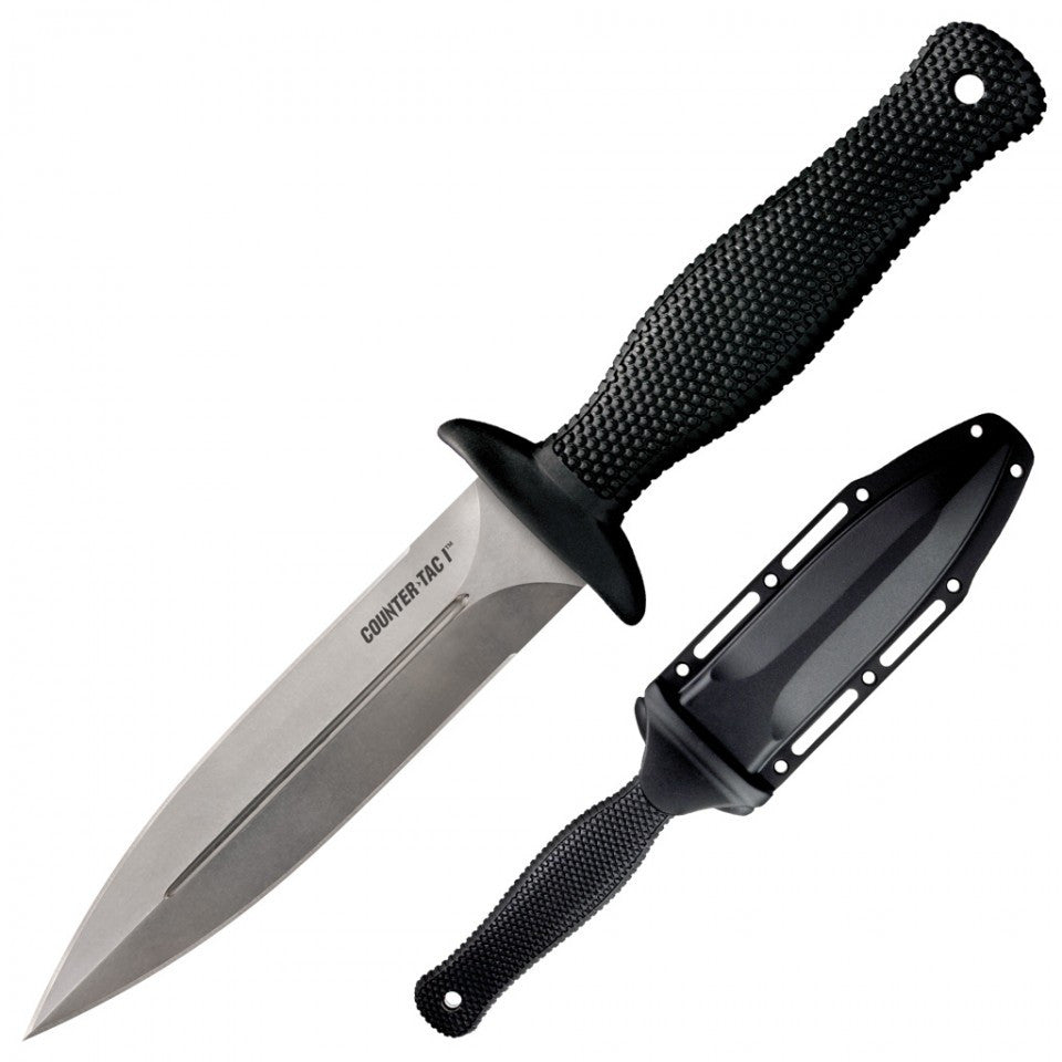 Cold Steel Counter Tac I, 9.5" Overall, 5" Blade, 5MM Thk, Japanese AUS8A Stonewash, 4.5" Handle #10BCTL