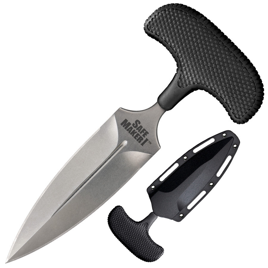Cold Steel Safe Maker I, 6.5" Overall, 4.5" Blade, 5MM Thick, AUS8A Stonewash, 2" Handle, Sheath #12DBST