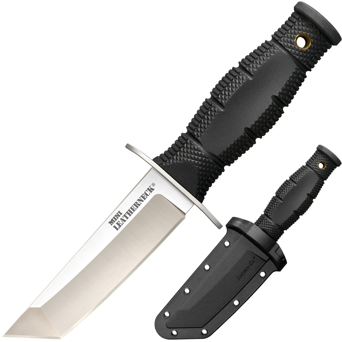 Cold Steel Mini Leatherneck Tanto Point, 6.75" Overall, 3.5" Blade, 3MM Thick, 8CR13MOV, 3.25" Kray-Ex Handle, Secure-Ex Sheath #39LSAA