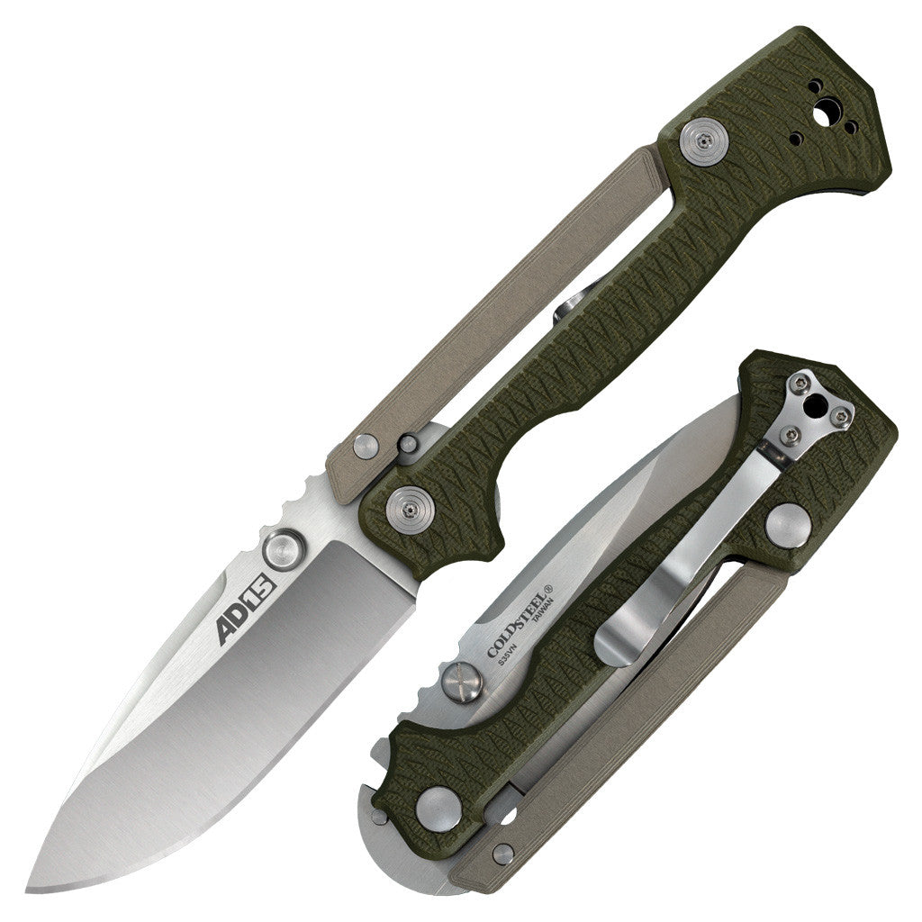 Cold Steel AD-15, 3.5" Drop Point Blade, 8.5" Overall, S35VN Steel, 5" OD Green G-10 Handle, Box #58SQ