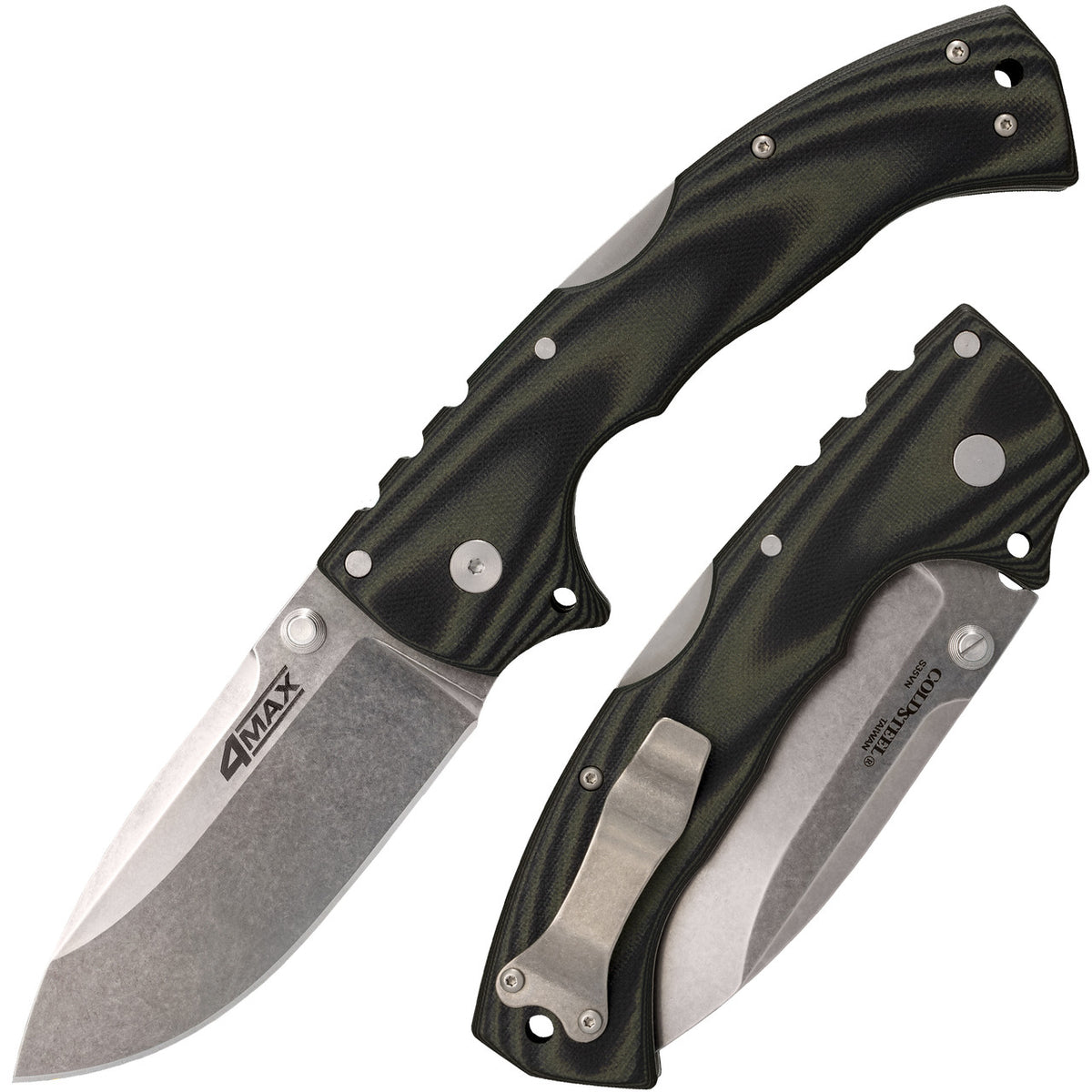 Cold Steel 4-MAX Elite, 10" Overall, 4" Blade, 4.8MM Thick, 6" Black G-10 Handle, S35VN, Ambi Belt Clip #62RMA