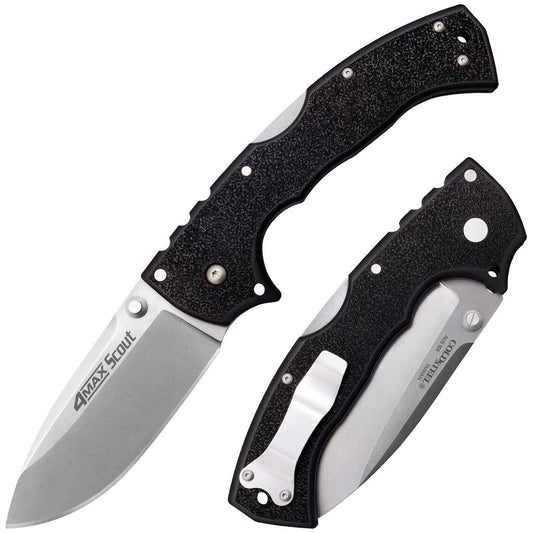 Cold Steel 4-MAX Scout, 10" Overall, 4" Blade, 4.8MM Thick, 6" Black Griv-Ex Handle, AUS10A #62RQ