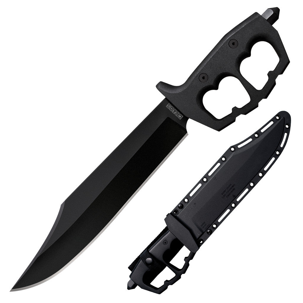 Cold Steel Chaos Bowie, 16.5" Overall, 10.5" Blade, 5MM Thick, SK-5 High Carbon Steel, 6" Aluminum Handle, Secure-Ex Sheath #80NTB