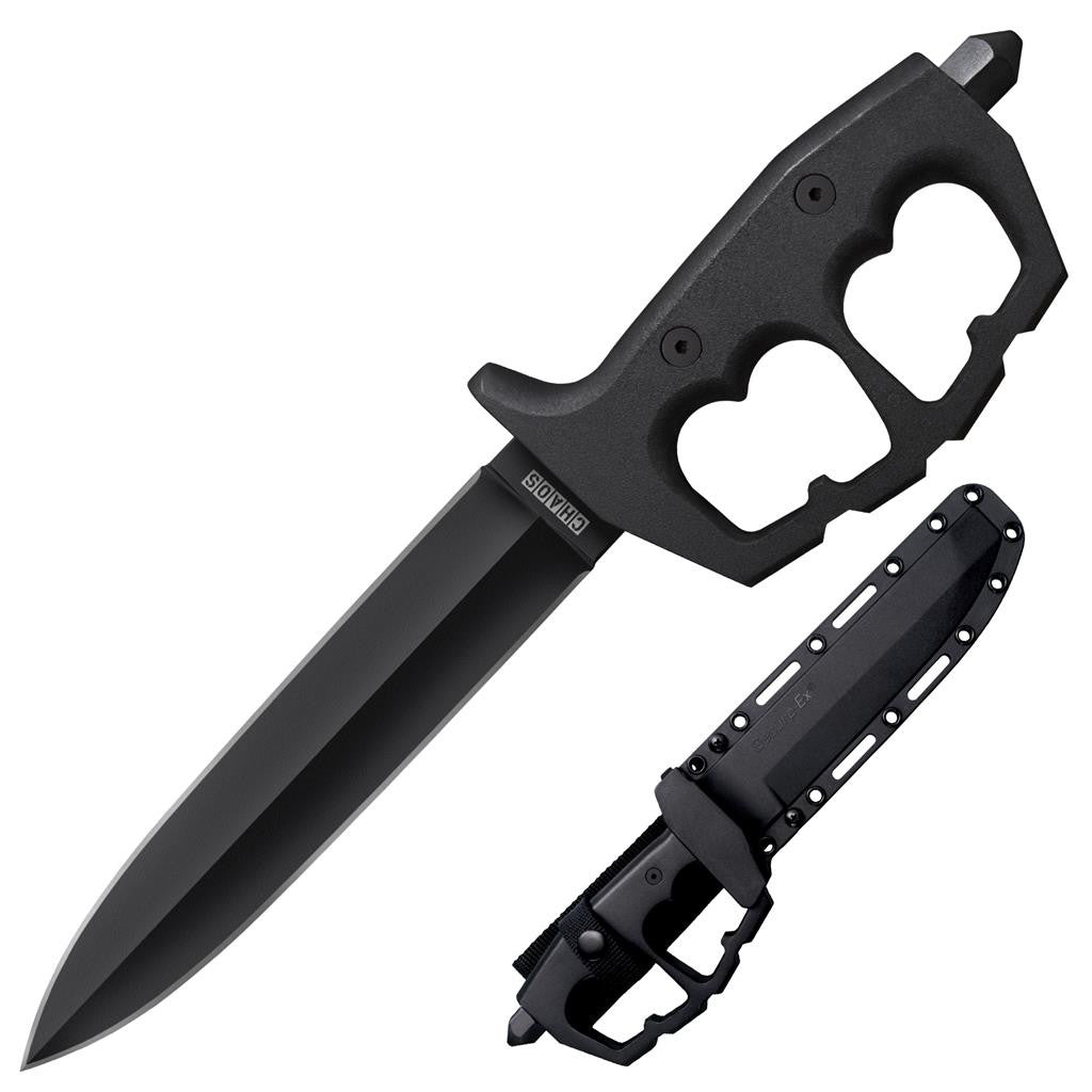 Cold Steel Chaos Double Edge, 13.5" Overall, 7.5" Blade, 4.5MM Thick, SK-5 High Carbon Steel, 6" 6061 Aluminum Handle, Secure-Ex Sheath #80NTP