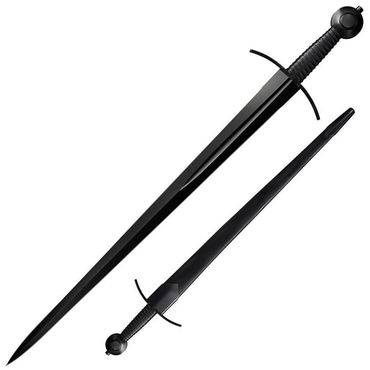 Cold Steel MAA Arming Sword, 34.75" Overall, 28" Blade, 1-1/5" Thick, 1090 High Carbon Steel, 6.75" Handle, Leather Scabbard with Blued Steel Fittings, 40.2 oz #88ARM