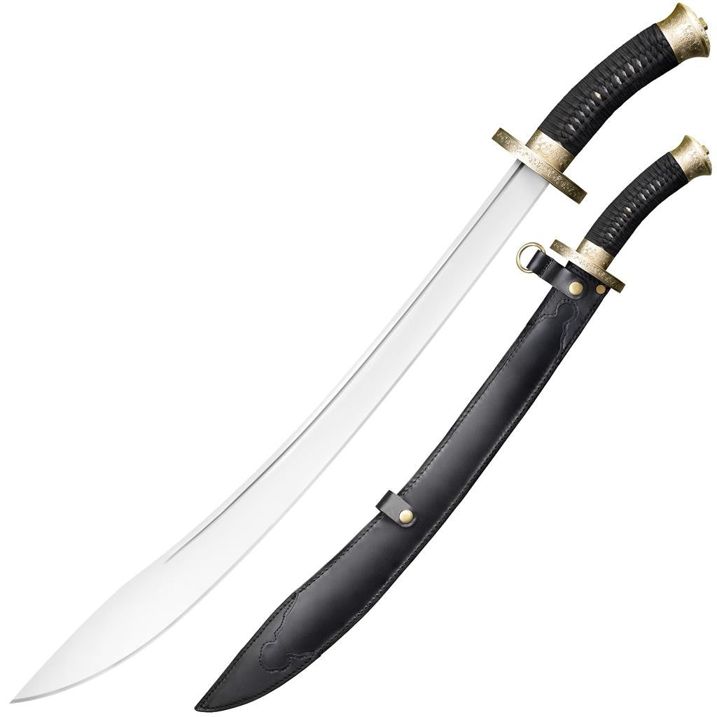 Cold Steel Willow Leaf Sword 2020, 33-5/8" Overall, 26-5/8" Blade, 5/16" Thick, 1055 High Carbon Steel, 7" Handle, Leather Scabbard, 40.8 oz #88BBB