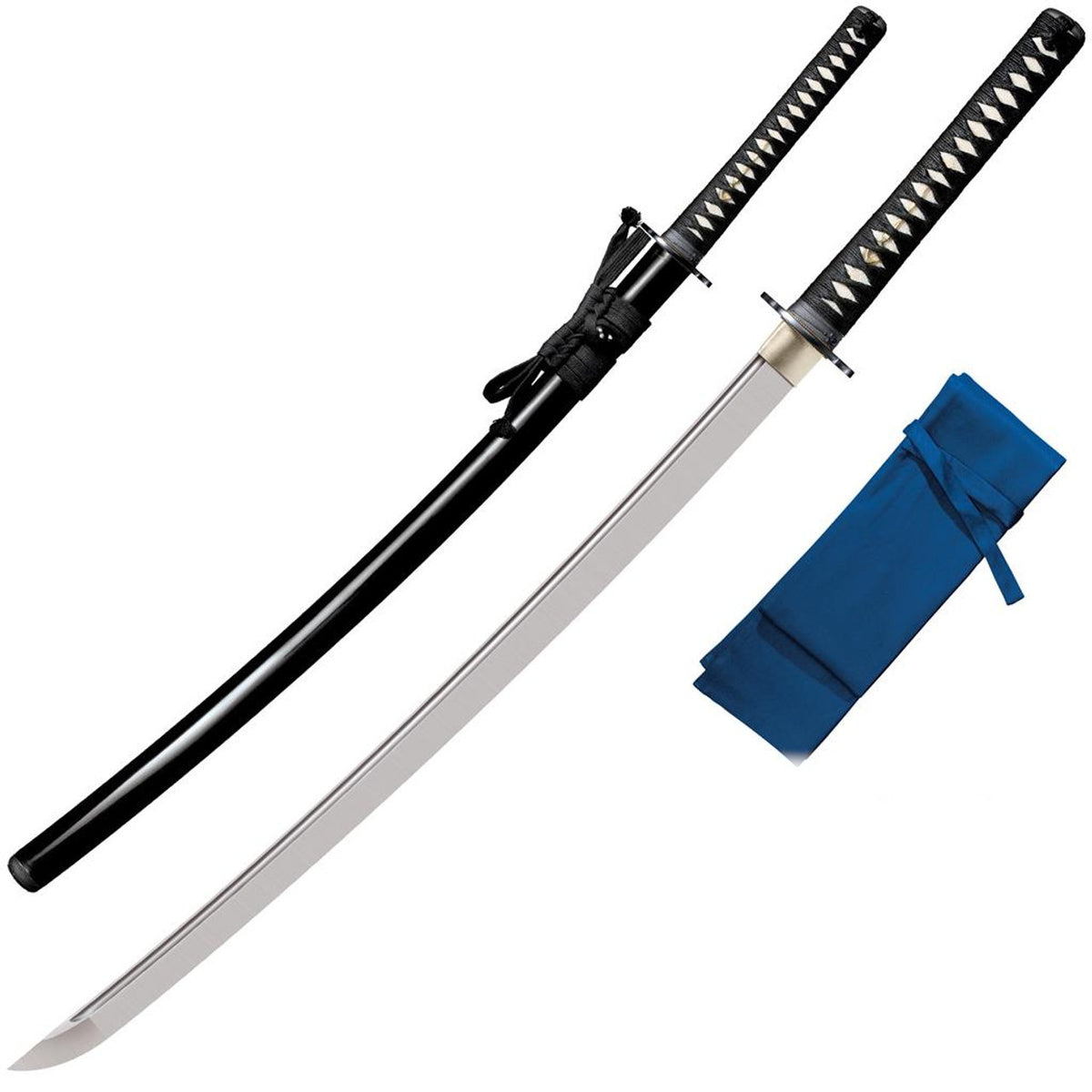 Cold Steel Katana (warrior Series), 40.5" Overall, 29.25" Blade, 5/16" Thick, 1060 Carbon Steel, 11.25" SamÃ© Handle with Black Braid Cord & Brass Menuki, BLK Lacquered Wood Scabbard, 41.4 oz #88BKW