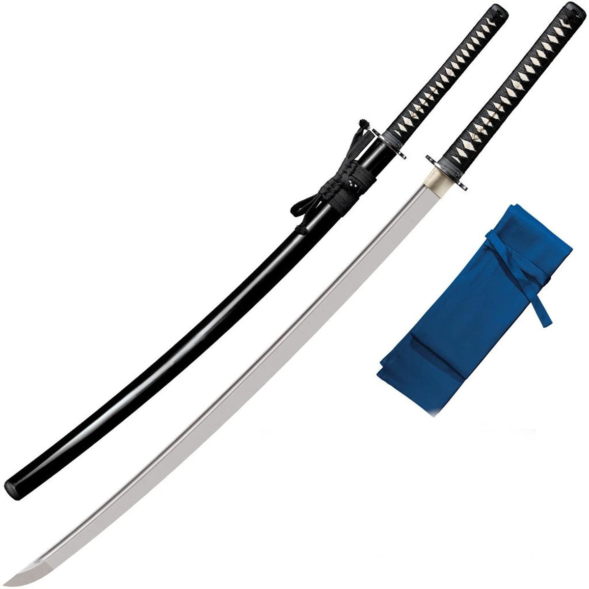 Cold Steel O Katana (warrior Series), 49" Overall, 36" Blade, 5/16" Thick, 1060 Carbon Steel, 13" SamÃ© (ray Skin) Handle with Black Braid Cord & Brass Menuki, Black Lacquered Wood Scabbard #88BOK