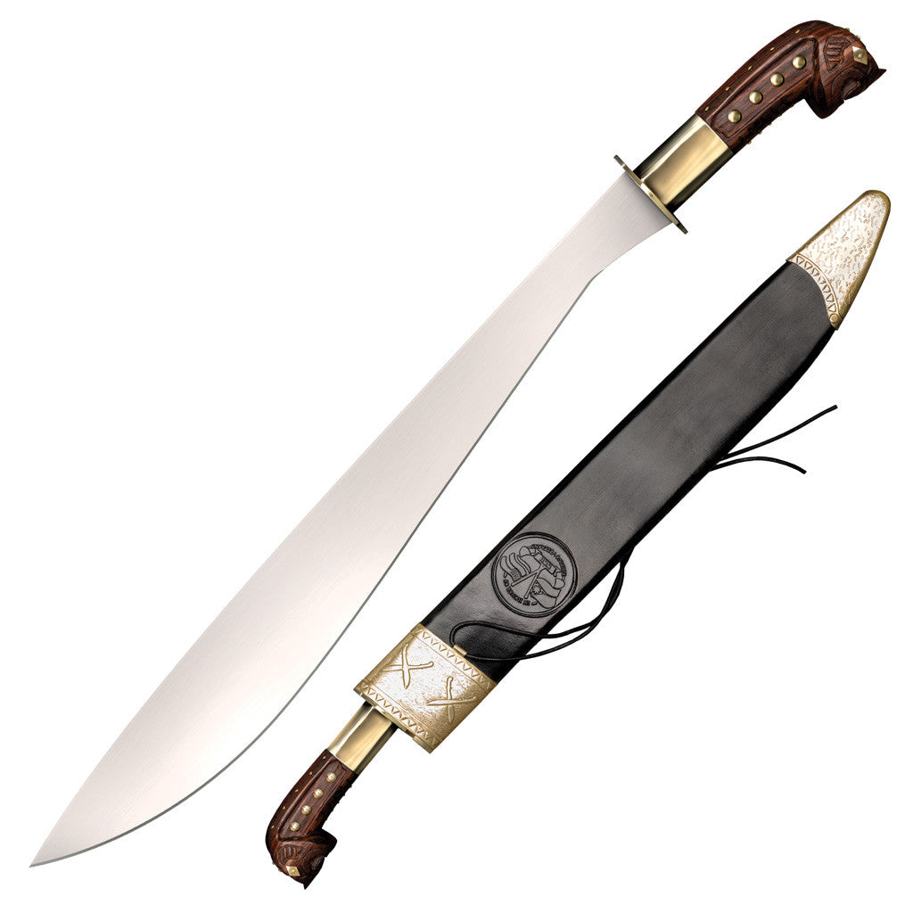 Cold Steel Wwii Memorial Filipino Bolo, 27" Overall, 21" Blade, 1/5" Thick, 1055 Carbon Steel, 6" Rosewood Handle, Leather Scabbard with Nickel Fittings, 27.8 oz #88CT