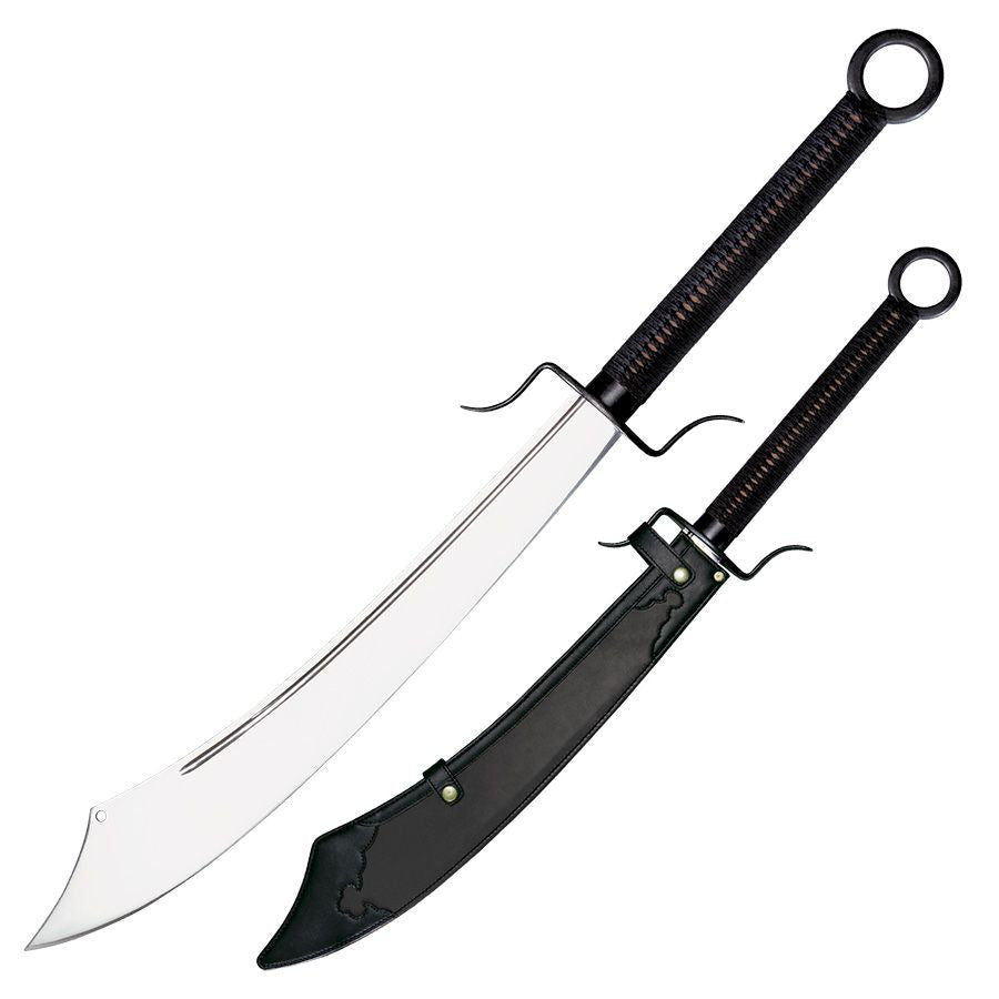 Cold Steel Chinese War Sword, 37.75" Overall, 23.25" Blade, 7/32" Thick, 1060 Carbon Steel, 14.5" Cord Wrapped Handle, Leather Scabbard, 59 oz #88CWS