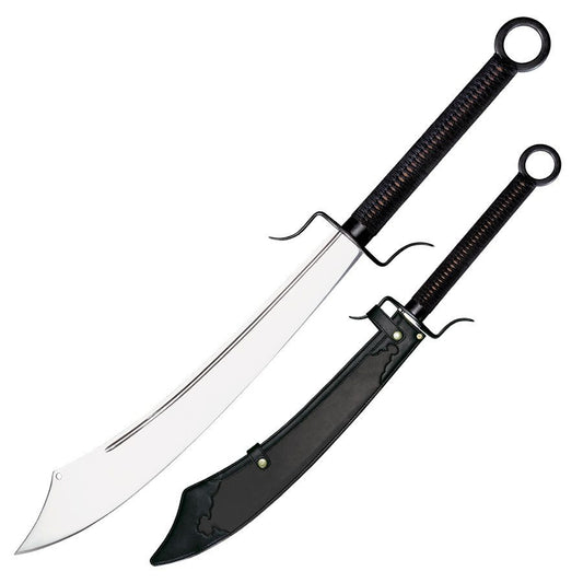 Cold Steel Chinese War Sword, 37.75" Overall, 23.25" Blade, 7/32" Thick, 1060 Carbon Steel, 14.5" Cord Wrapped Handle, Leather Scabbard, 59 oz #88CWS