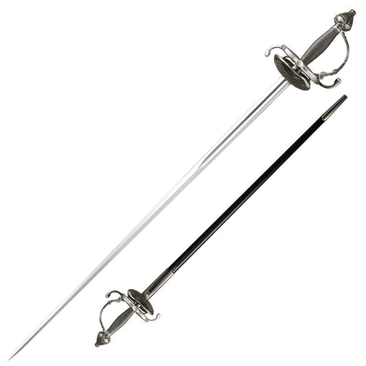 Cold Steel Cavalier Rapier, 44.25" Overall, 36" Blade, 1/5" Thick, 1055 Carbon, 8.25" Handle, 38.4 oz #88FCR