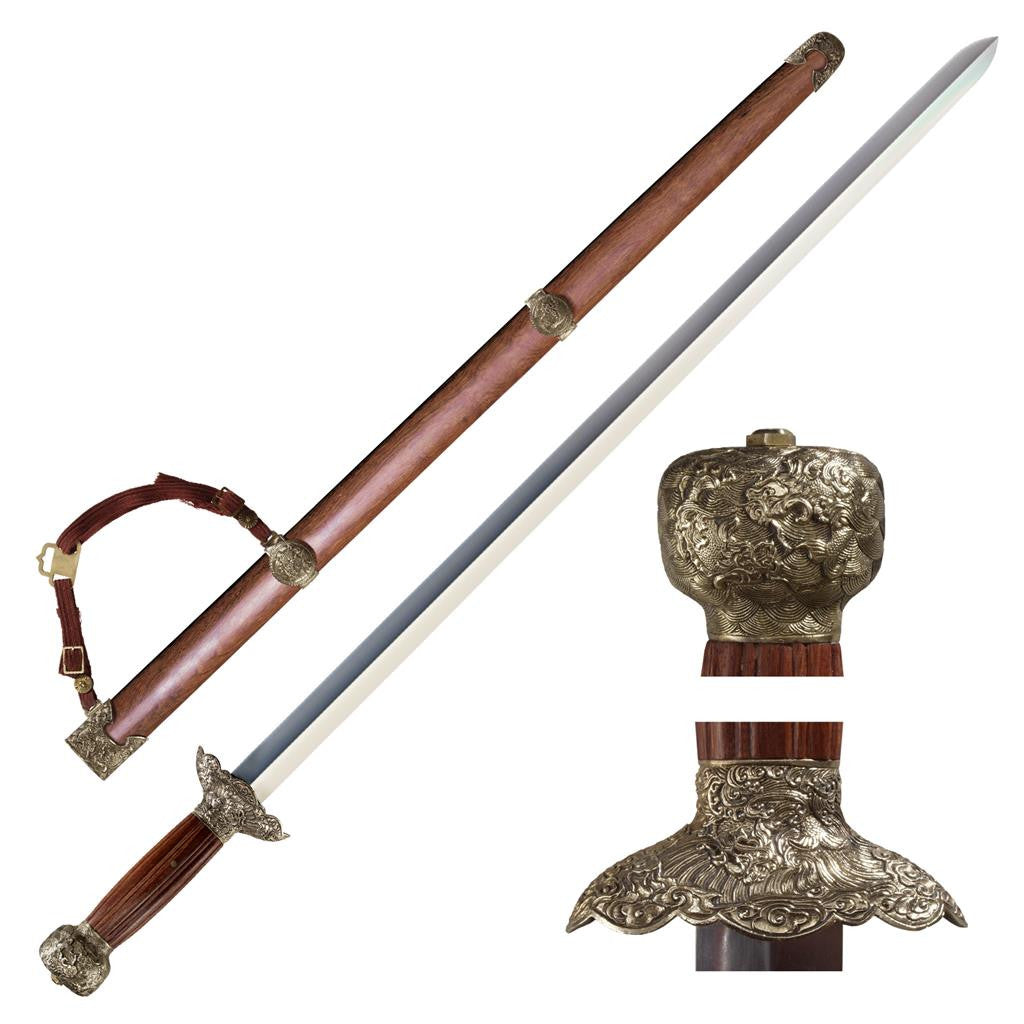 Cold Steel Gim Sword, 37.25" Overall, 30" Blade, 1/4" Thick, 1060 Carbon Steel, 7.25" Rosewood Handle, Hardwood Scabbard with Brass Fittings, 36 oz #88G