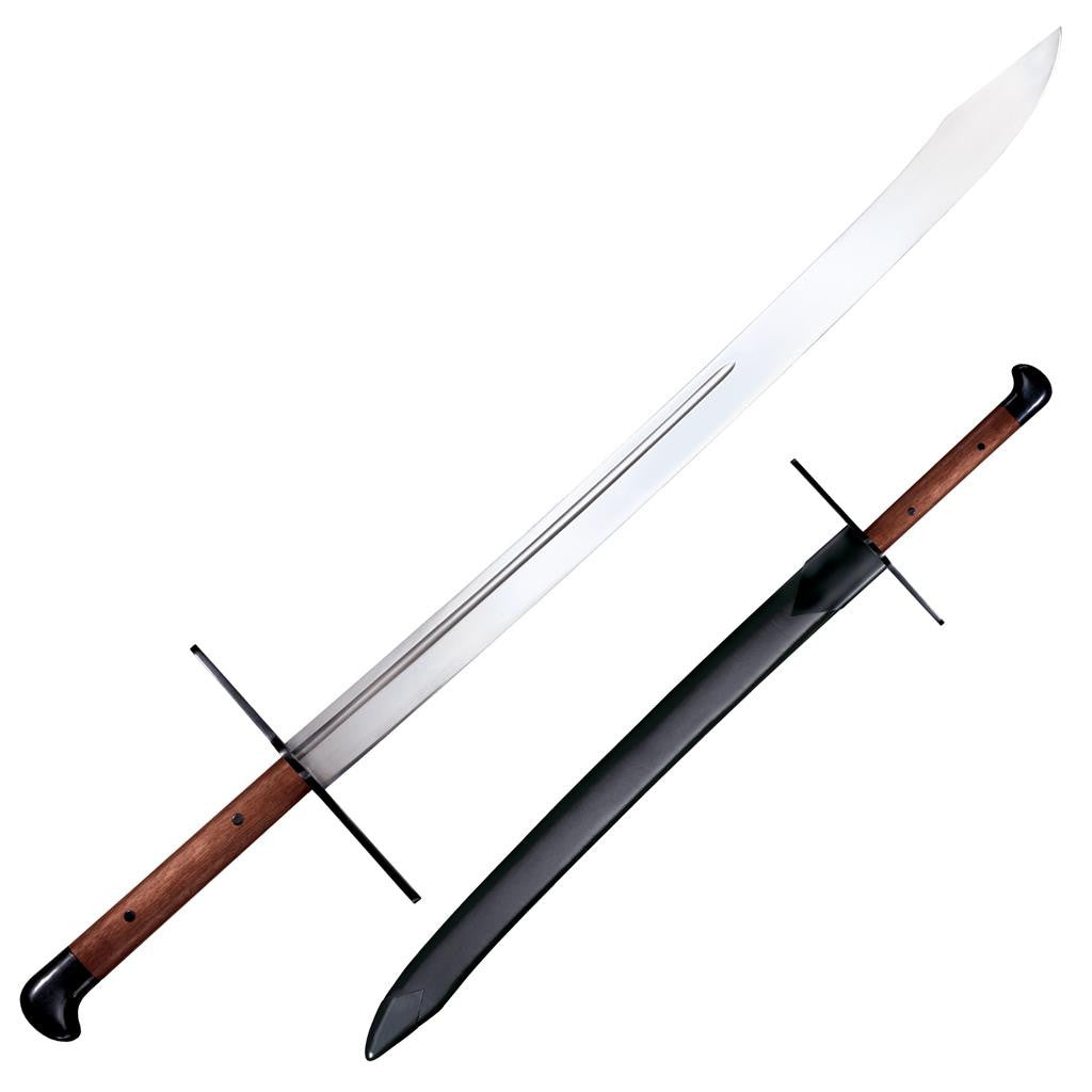 Cold Steel Grosse Messer, 42.25" Overall, 32" Blade, 1/5" Thick, 1060 Carbon Steel, 10.25" Rosewood Handle, Leather Scabbard with Blued Fittings, 64 oz #88GMS