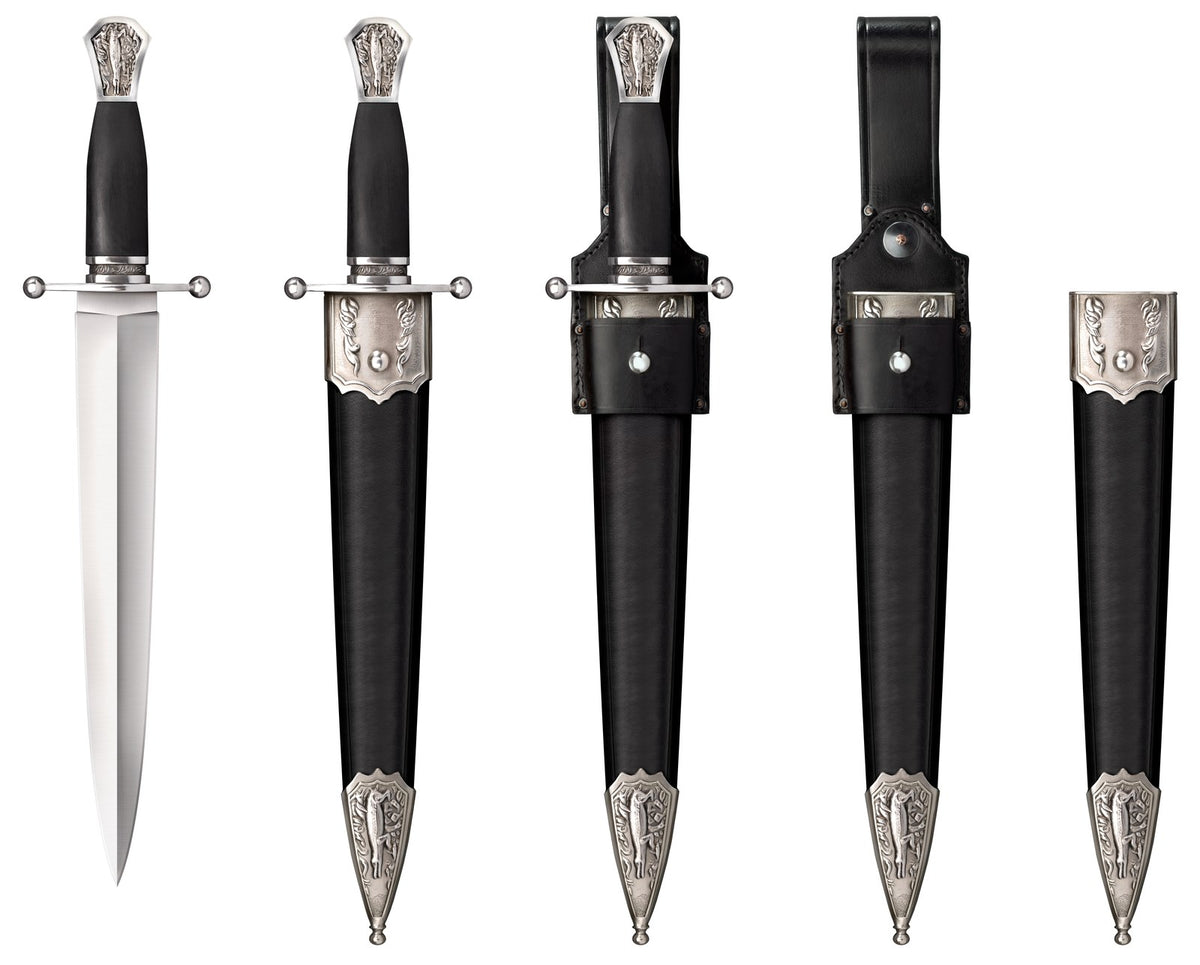 Cold Steel Arkansas Toothpick, 19.25" Overall, 13.25" Blade, 6MM Thick, 1055 High Carbon Steel, 6" Malaysian Sal Wood Handle, Black Leather Sheath, 21.9 oz #88GTP