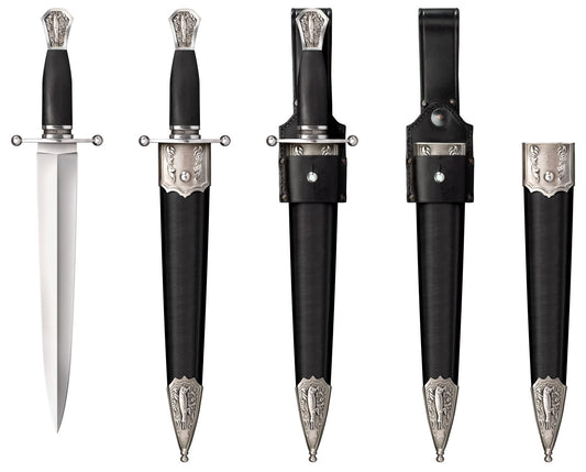 Cold Steel Arkansas Toothpick, 19.25" Overall, 13.25" Blade, 6MM Thick, 1055 High Carbon Steel, 6" Malaysian Sal Wood Handle, Black Leather Sheath, 21.9 oz #88GTP