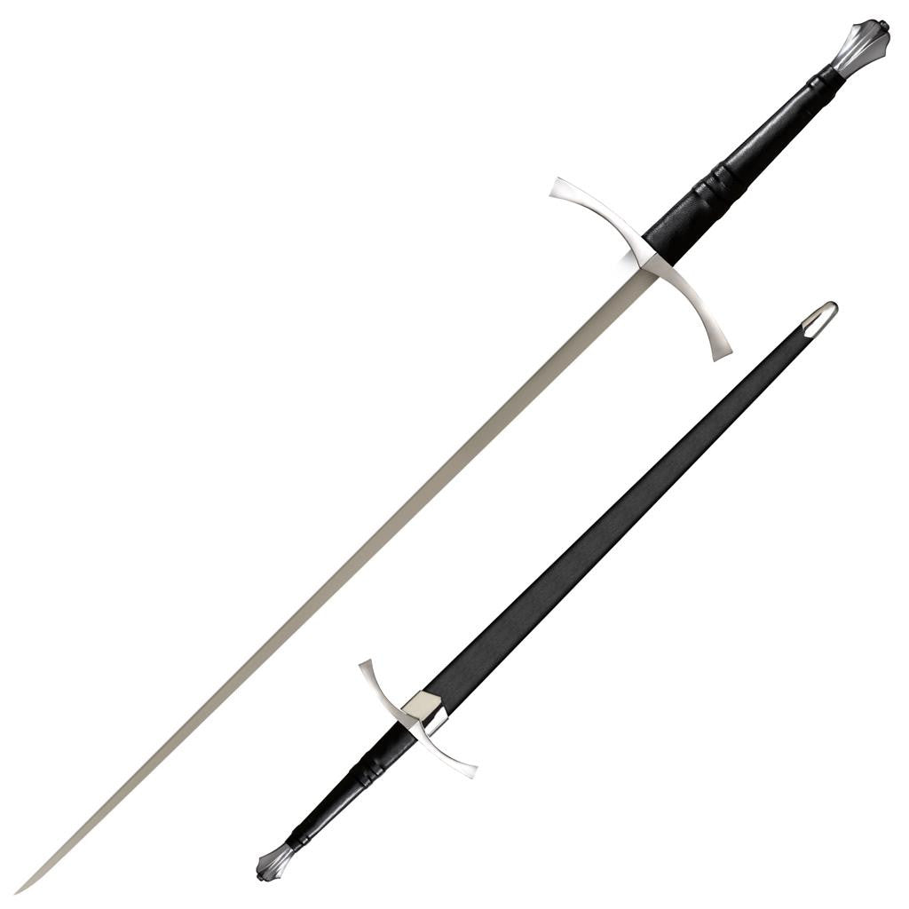Cold Steel Italian Long Sword, 47" Overall, 35.5" Blade, 1/4" Thick, 1060 Carbon Steel, 11.5" Handle, Leather & Wood Scabbard with Steel Fittings, 44.9 oz #88ITS
