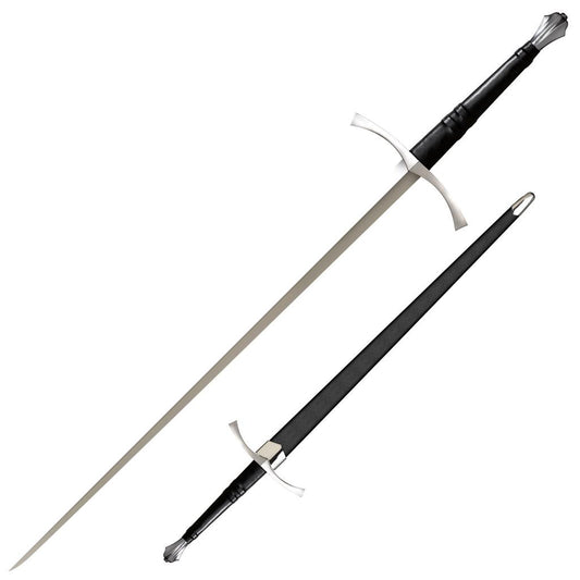 Cold Steel Italian Long Sword, 47" Overall, 35.5" Blade, 1/4" Thick, 1060 Carbon Steel, 11.5" Handle, Leather & Wood Scabbard with Steel Fittings, 44.9 oz #88ITS