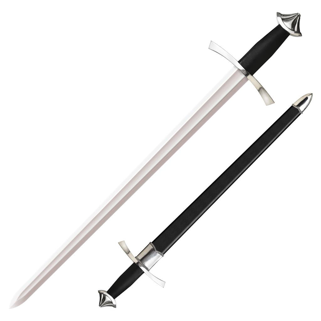 Cold Steel Norman Sword, 37.25" Overall, 30" Blade, 1/4" Thick, 1060 Carbon Steel, 7.24" Handle, Leather & Wood Scabbard with Steel Fittings, 38.5 oz #88NOR