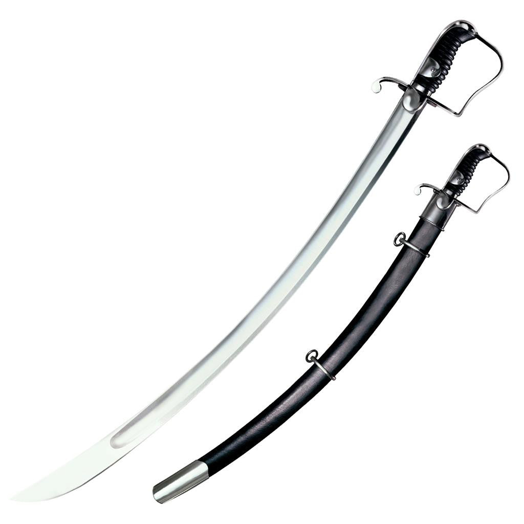Cold Steel 1796 Light Cavalry Saber, 37.75" Overall, 33" Blade, 5/16" Thick, 1055 Carbon Steel, 4.75" Handle, Leather Scabbard with Steel Fittings, 34.2 oz #88S