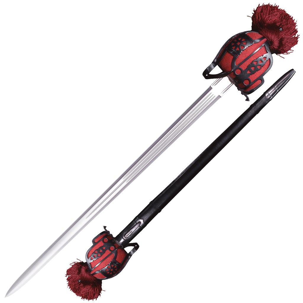Cold Steel Scottish Broad Sword, 37.75" Overall, 31.5" Blade, 7/32" Thick, 1055 Carbon Steel, 6.25" Handle, Blued Steel Basket, Leather Scabbard with Blued Steel Fittings, 53 oz #88SB