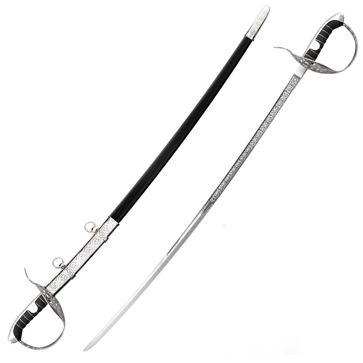 Cold Steel Dueling Saber, 38" Overall, 32" Blade, 3/16" Thick, 1055 Carbon Steel, 6" Handle, 21.8 oz #88SN