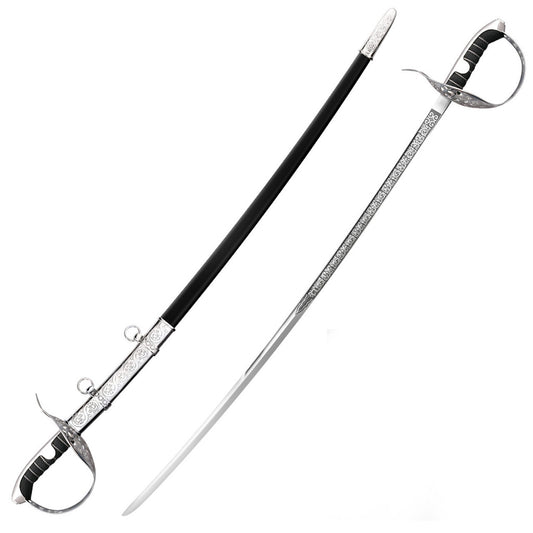 Cold Steel Dueling Saber, 38" Overall, 32" Blade, 3/16" Thick, 1055 Carbon Steel, 6" Handle, 21.8 oz #88SN