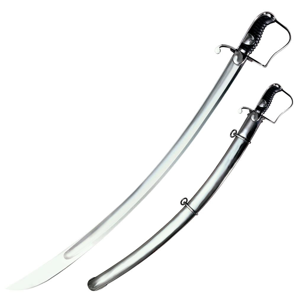 Cold Steel 1796 Light Cavalry Saber, 37.75" Overall, 33" Blade, 5/16" Thick, 1055 Carbon Steel, 4.75" Handle, Steel Scabbard, 34.2 oz #88SS