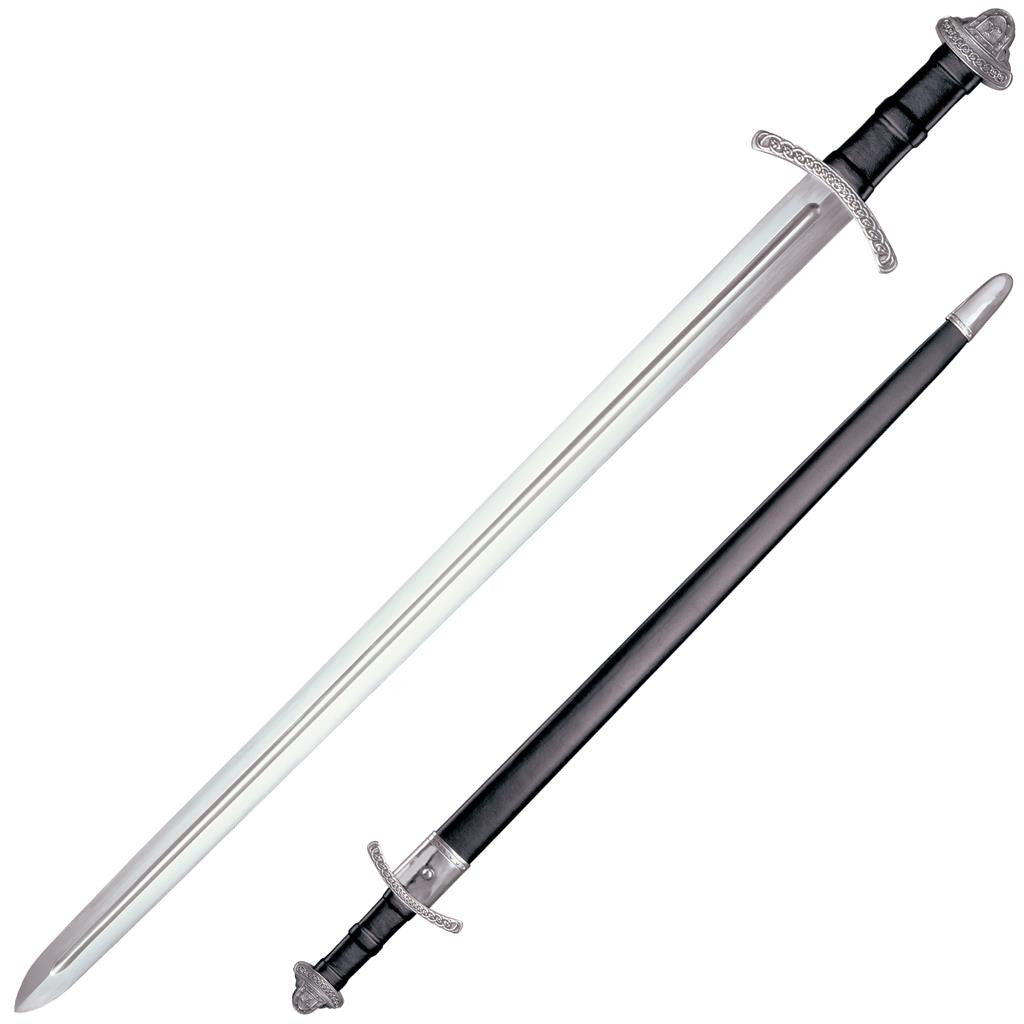 Cold Steel Viking Sword, 36-7/8" Overall, 30.25" Blade, 15/64" Thick, 1060 Carbon Steel, 6-5/8" Leather Wrapped Handle, Leather & Wood Scabbard with Steel Fittings, 37.1 oz #88VS