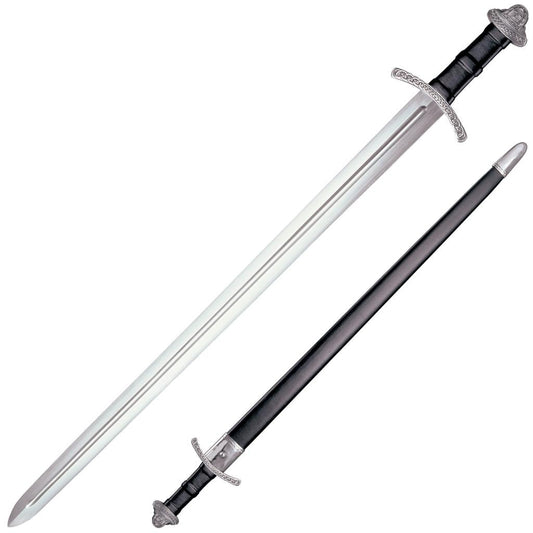 Cold Steel Viking Sword, 36-7/8" Overall, 30.25" Blade, 15/64" Thick, 1060 Carbon Steel, 6-5/8" Leather Wrapped Handle, Leather & Wood Scabbard with Steel Fittings, 37.1 oz #88VS