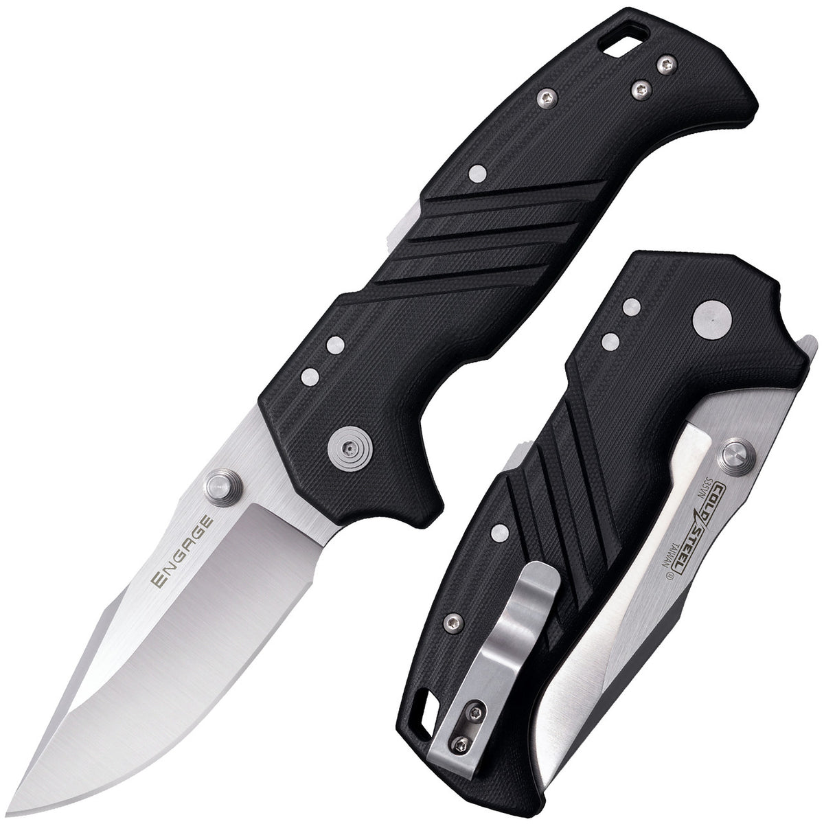 Cold Steel Engage, 3.5" Clip Point, S35VN Straight Edge Satin Steel, Black GFN Handle, Box #FL-35DPLC